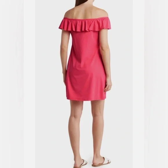 Tommy Bahama Off the Shoulder Spa Dress Size Medium Coral Coast Color - Picture 2 of 11